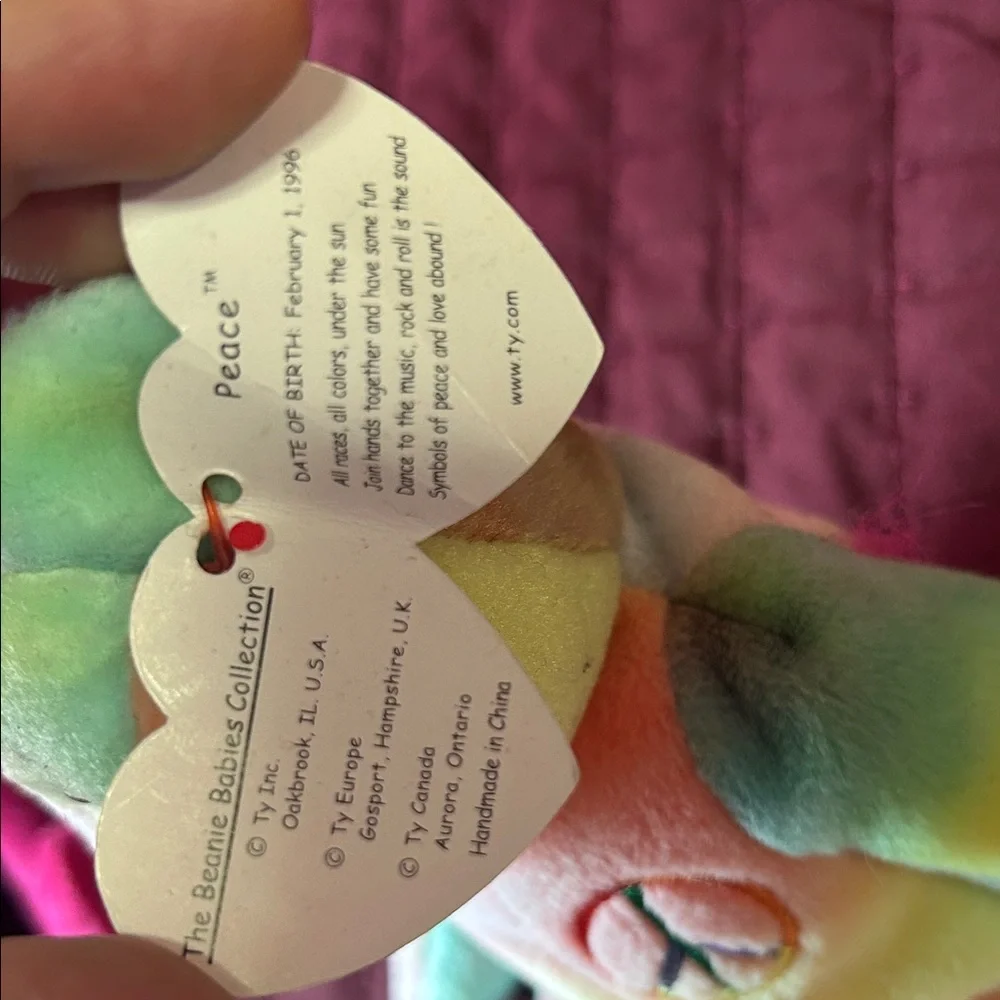 Ty Multicolor Peace Bear Plush! Peace! - Picture 5 of 5